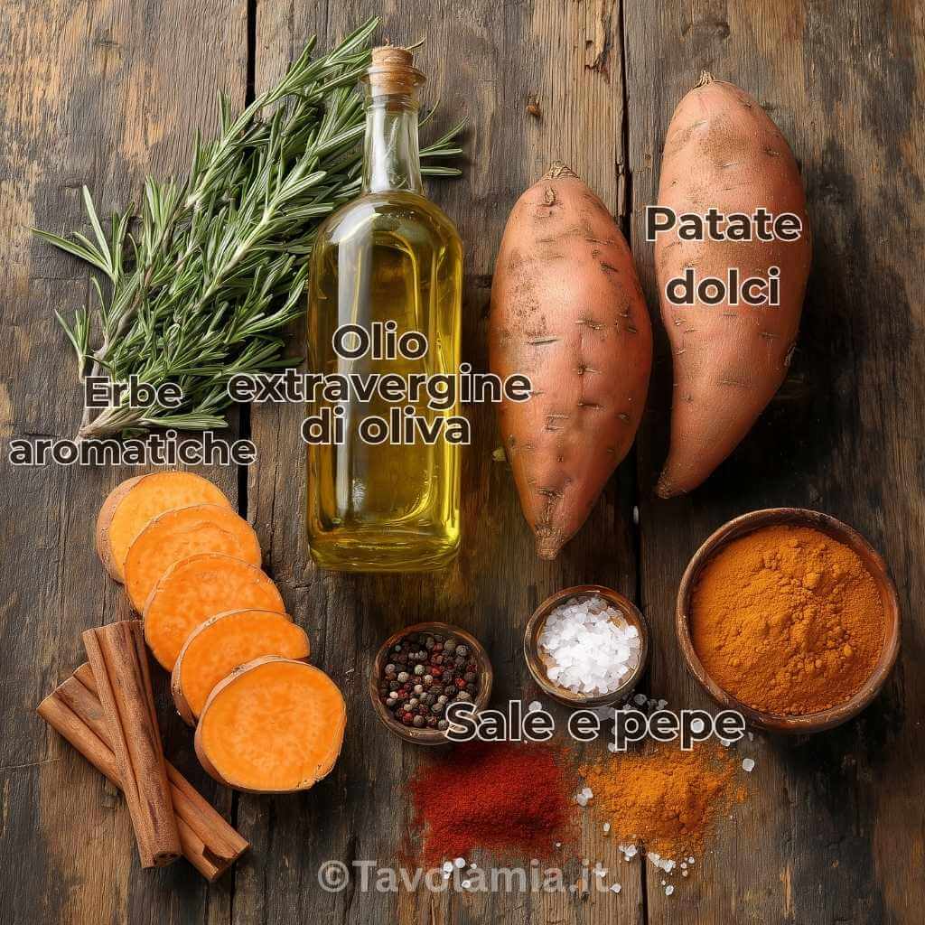 Ricette Patate Dolci: Idee Gustose e Sane da Provare Subito 3 Ingredienti freschi per ricette patate dolci con patate, spezie ed erbe