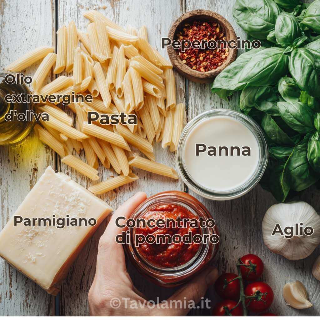 Gigi Hadid Pasta: Una Ricetta Virale da Provare Subito 3 Ingredienti freschi per Gigi Hadid Pasta: pasta, pomodoro, panna, aglio e basilico