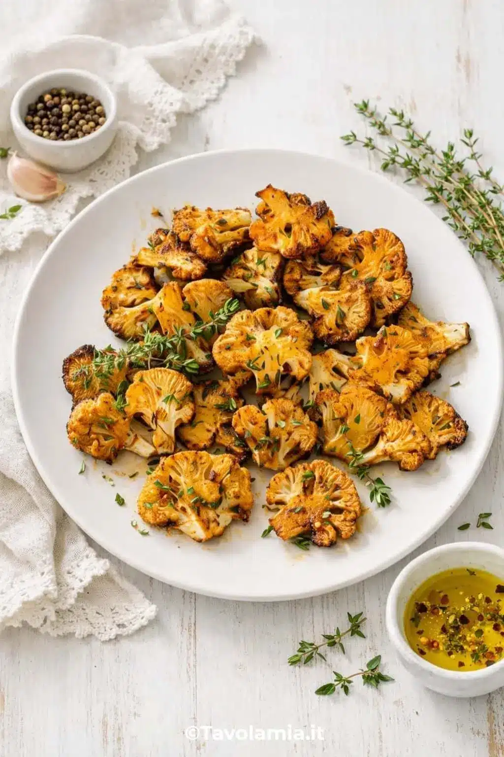 Home 26 Cavolfiore al forno dorato e croccante, preparato con olio extravergine d’oliva