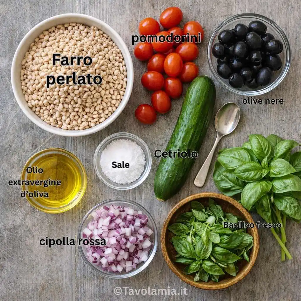 Insalata di farro 2 Ingredienti per Insalata di farro