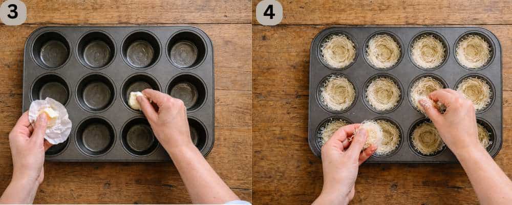 formazione cestini salati di pasta kataifi