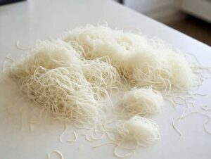 Pasta kataifi separata in fili sottili pronta da lavorare